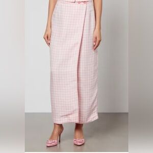 Sleeper NWT Lili Marleen Pink Gingham Linen-Blend Maxi Skirt